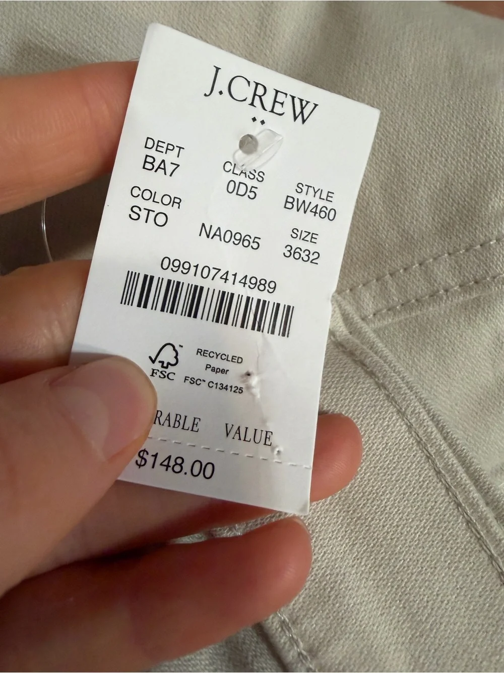J crew stone Straight-fit garment-dyed five-pocket jean